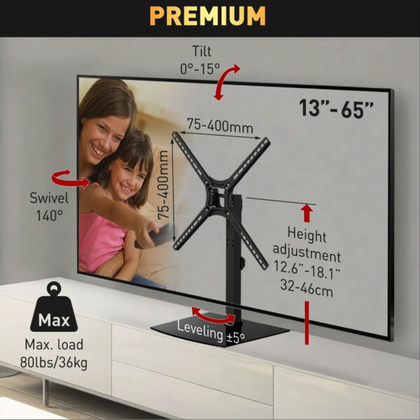 BARKAN BASE DE TV PARA MESA 29" A 65" HASTA 25KG S320