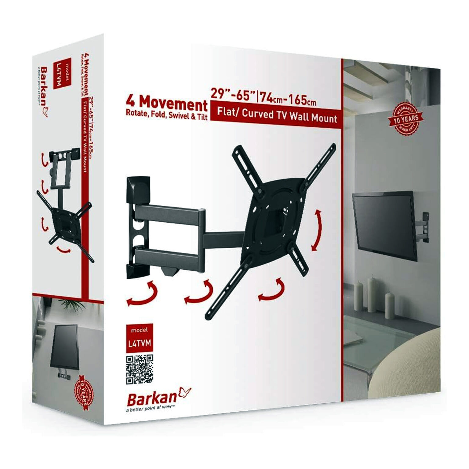 BARKAN BASE 4 MOVIMIENTOS ROTA, DOBLA, GIRATORIA,INCLINADA 29" A 65" 35KG L4TVM - Image 1